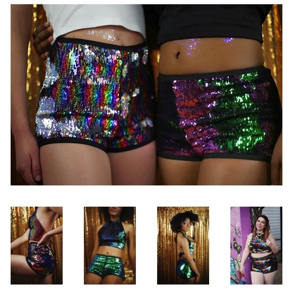 NWOT Booty Shorts Reversible Sequins Handmade - Picture 9 of 10